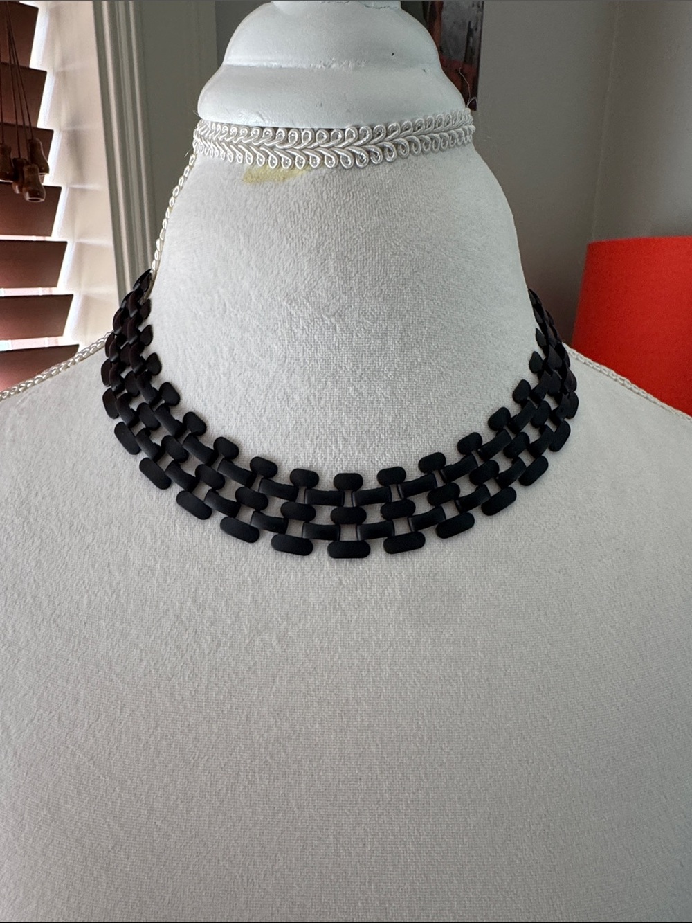 Black Matte Triple-Row Link Choker Necklace